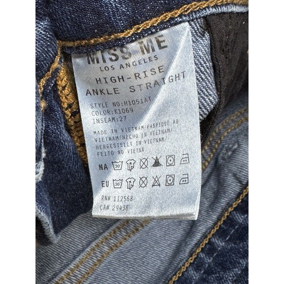 Miss Me High Rise Ankle Straight Jeans Size 28 Raw Hem Distressed Pockets Denim - Picture 8 of 10
